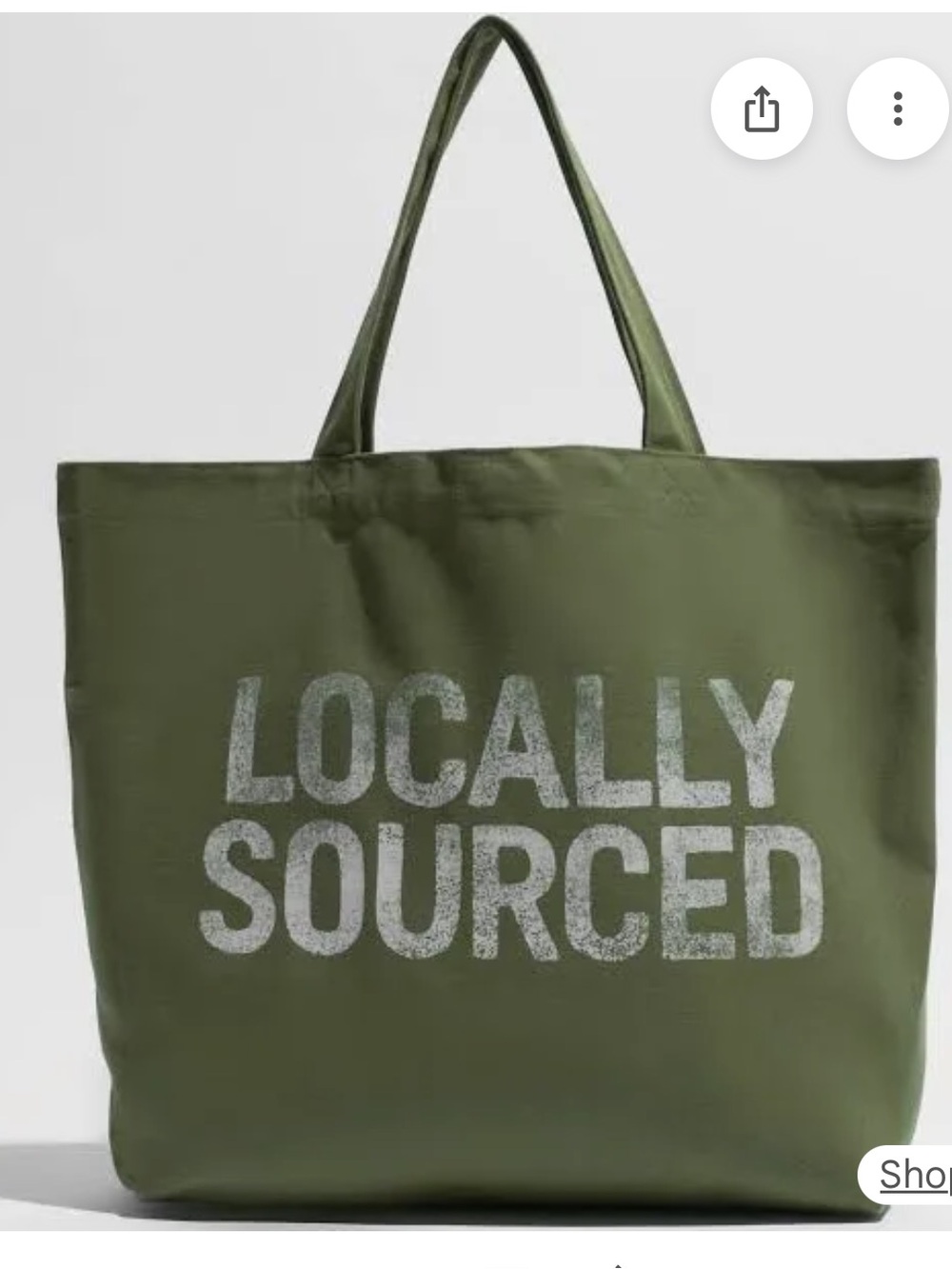Spiritual Gangster Olive Green 'Locally Sourced' Canvas Tote - Picture 2 of 3